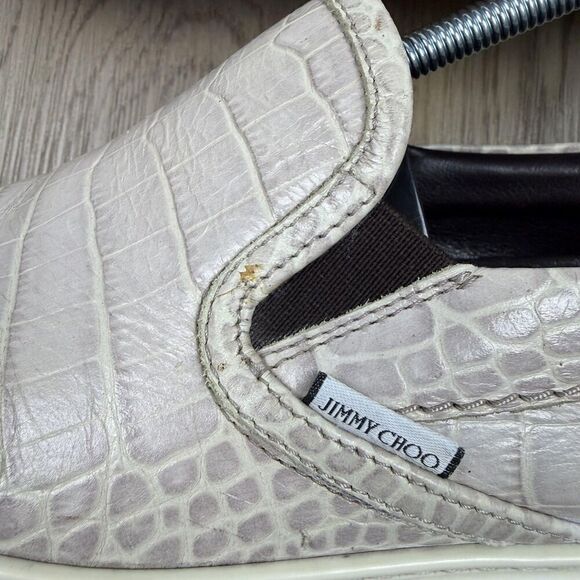 Jimmy Choo Shoes Mens Size 42 Beige Leather Croc Embossed Slip On Designer main image 11